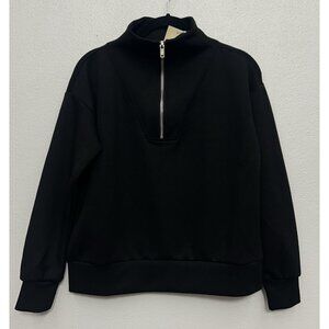 NWT Elie Tahari Womens 1/4 Zip Pullover Size XS Black Sweatshirt Soft MSRP $108